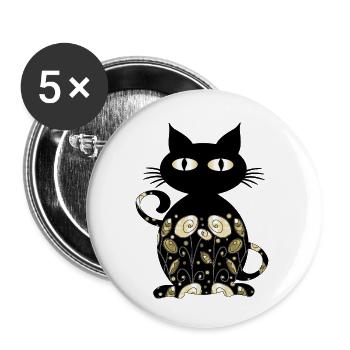 Katze - Buttons klein 25 mm (5er Pack) - Weiß - Vorne