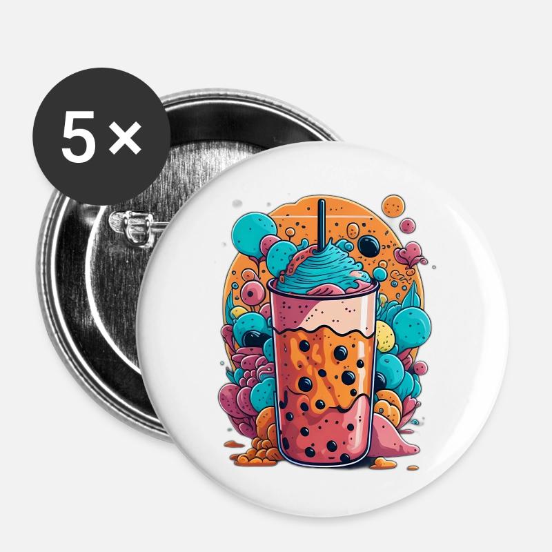 Cocktail d’été - Lot de 5 petits badges (25 mm) - blanc