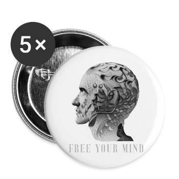 free your mind - Buttons small 1''/25 mm (5-pack) - white - Front