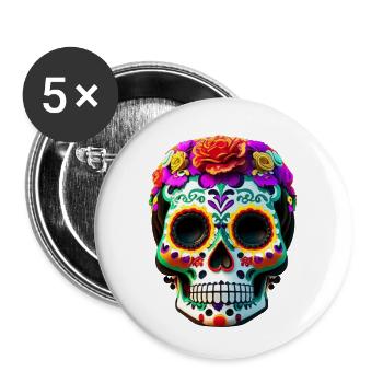 Dia de los Muertos - Buttons klein 25 mm (5er Pack) - Weiß - Vorne