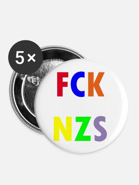 FCK NZS - Buttons klein 25 mm (5er Pack) - Weiß