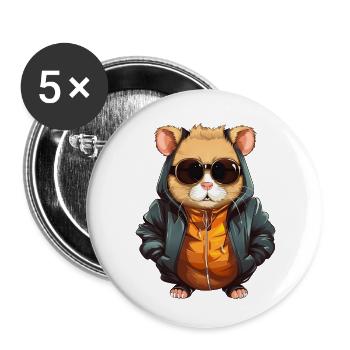 Hamster street vibrations | Hamster lovers - Buttons small 1''/25 mm (5-pack) - white - Front
