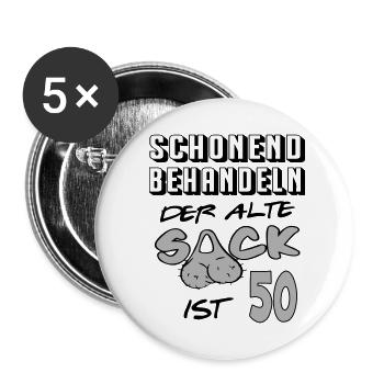 Geburtstag 50 Schonend behandeln Alter Sack ist 50 - Buttons klein 25 mm (5er Pack) - Weiß - Vorne