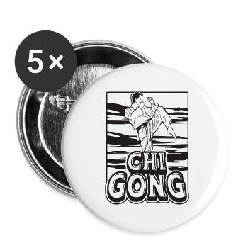 Chi Gong Méditation Yin Yang Ninjutsu Qigong Lover - Lot de 5 petits badges (25 mm) - blanc - Devant