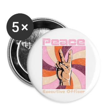 Paix. Style de vie hippie - Lot de 5 petits badges (25 mm) - blanc - Devant