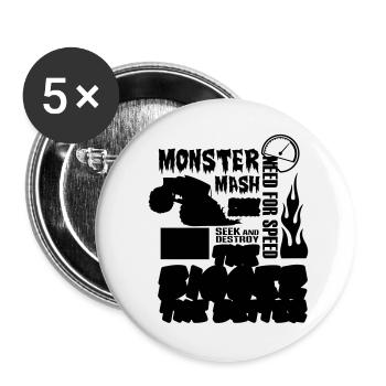 Monster truck - Lot de 5 petits badges (25 mm) - blanc - Devant