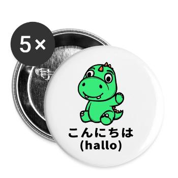 Dino Mangastyle Comic Anime Zeichentrick Manga - Buttons klein 25 mm (5er Pack) - Weiß - Vorne