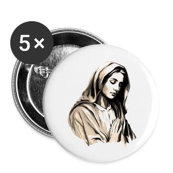 Holly Mary Maria Madonna Mariana Virgin Mary Holy - Buttons small 1''/25 mm (5-pack) - white - Front