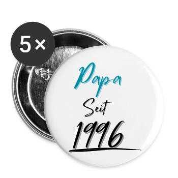 Papa seit 1996 - Buttons klein 25 mm (5er Pack) - Weiß - Vorne