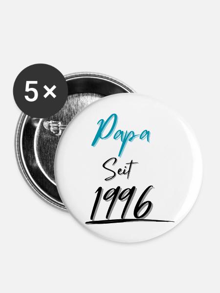 Papa seit 1996 - Buttons klein 25 mm (5er Pack) - Weiß