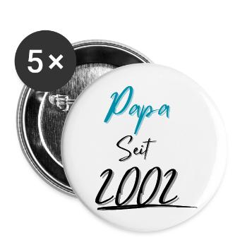 Papa seit 2002 - Buttons klein 25 mm (5er Pack) - Weiß - Vorne