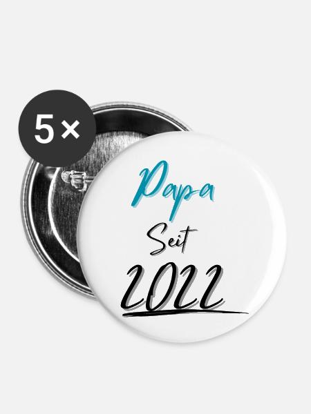 Papa seit 2022 - Buttons klein 25 mm (5er Pack) - Weiß