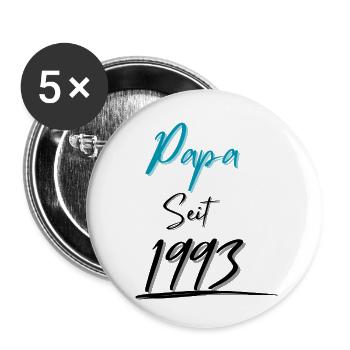 Papa seit 1993 - Buttons klein 25 mm (5er Pack) - Weiß - Vorne