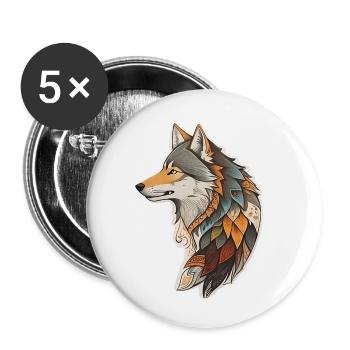 Wolf - Buttons klein 25 mm (5er Pack) - Weiß - Vorne