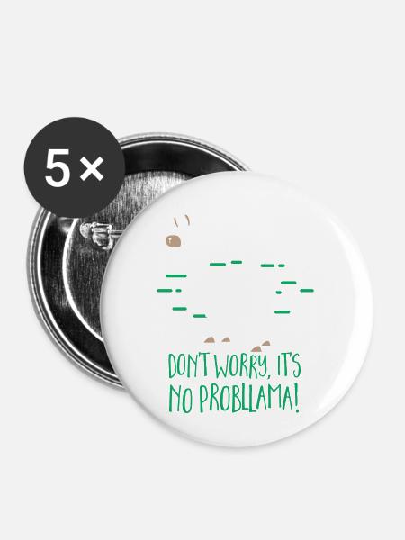 No Probllama - Buttons klein 25 mm (5er Pack) - Weiß
