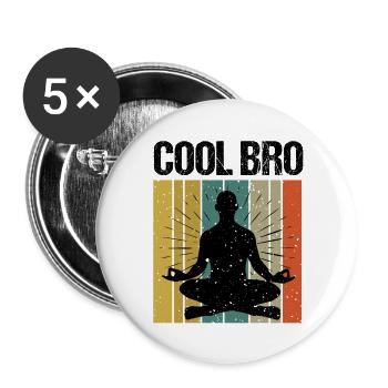 Sprüche Yoga Mann Cool Bro Bruder - Buttons klein 25 mm (5er Pack) - Weiß - Vorne