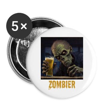 Zombier - Buttons klein 25 mm (5er Pack) - Weiß - Vorne