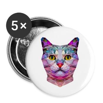 CHAT ORIGAMI - Lot de 5 petits badges (25 mm) - blanc - Devant