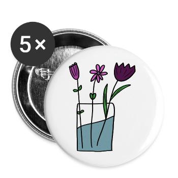 Blumen im Tontopf Design - Buttons klein 25 mm (5er Pack) - Weiß - Vorne