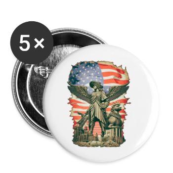 steampunk american flag - Lot de 5 petits badges (25 mm) - blanc - Devant