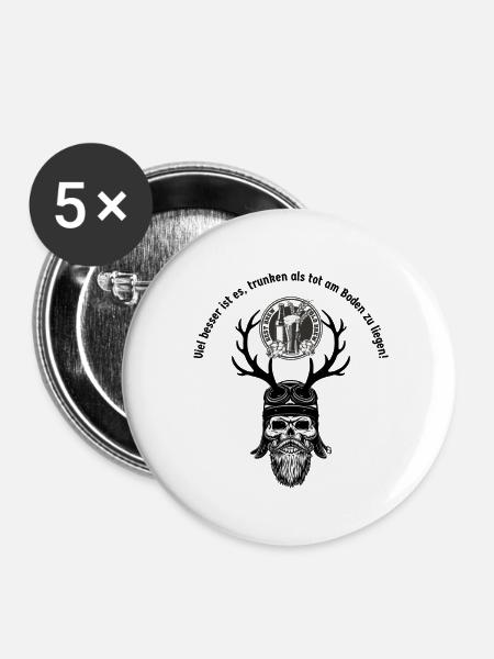 Trinkspruch - Buttons klein 25 mm (5er Pack) - Weiß