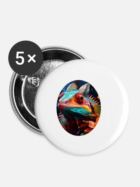Chameleon - Buttons klein 25 mm (5er Pack) - Weiß