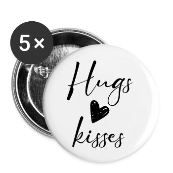 hugs kisses - Buttons small 1''/25 mm (5-pack) - white - Front