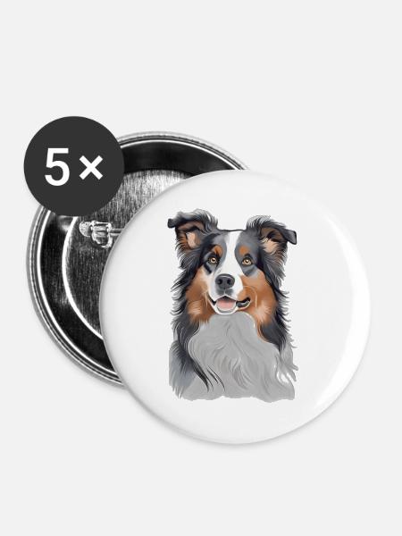 Australischer Schäferhund - Buttons klein 25 mm (5er Pack) - Weiß