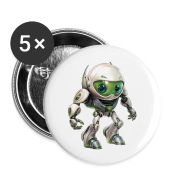 Drôle de robot Android de la galaxie Pegasus - Lot de 5 petits badges (25 mm) - blanc - Devant