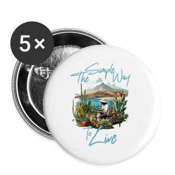 The Simple Way To Live - Buttons klein 25 mm (5er Pack) - Weiß - Vorne