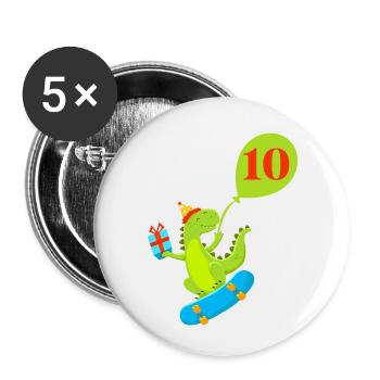 10th Anniversary Cute Dinosaur - Buttons small 1''/25 mm (5-pack) - white - Front