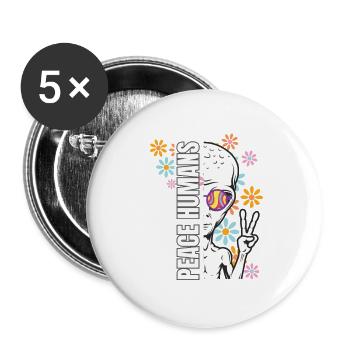 Peace Humans neues Alien Hippi Design - Buttons klein 25 mm (5er Pack) - Weiß - Vorne