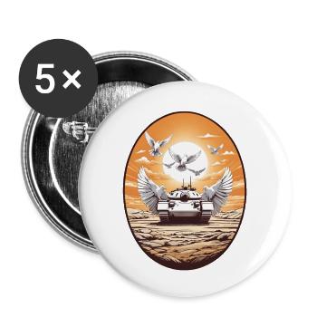 Panzer mit Friedenstauben - Buttons klein 25 mm (5er Pack) - Weiß - Vorne