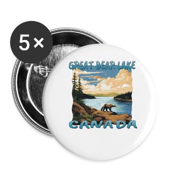 Vacances au Grand Lac de l’Ours, Canada - Lot de 5 petits badges (25 mm) - blanc - Devant