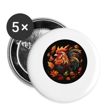 Poulet d’automne à partir de feuilles panachées - Lot de 5 petits badges (25 mm) - blanc - Devant
