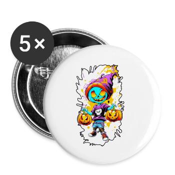 Jack o Lantern 02 - Buttons klein 25 mm (5er Pack) - Weiß - Vorne