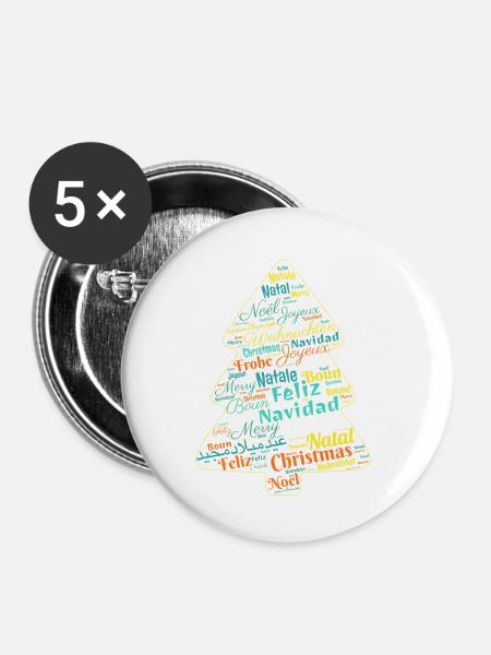 Weihnachtsbaum - Buttons klein 25 mm (5er Pack) - Weiß