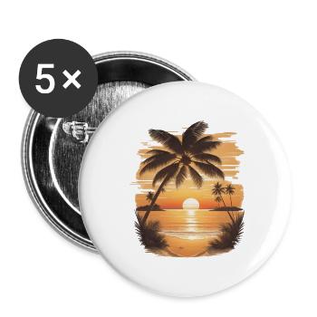 Sunset Serenity: Scène de plage - Lot de 5 petits badges (25 mm) - blanc - Devant