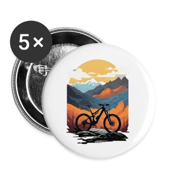 Aventure de descente en VTT - Lot de 5 petits badges (25 mm) - blanc - Devant