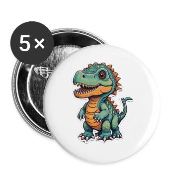 Dino - Buttons klein 25 mm (5er Pack) - Weiß - Vorne