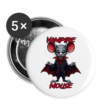 Mouse / Animal / Cute / Pet / Rodent - Buttons small 1''/25 mm (5-pack) - white - Front