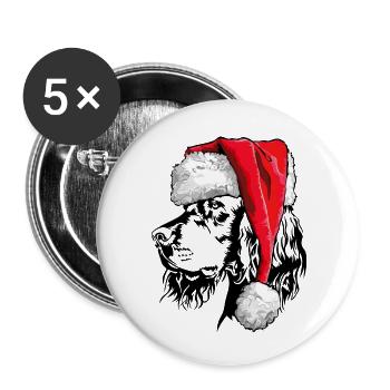 Santa Gordon Setter Chiens de Noël Wilsigns - Lot de 5 petits badges (25 mm) - blanc - Devant