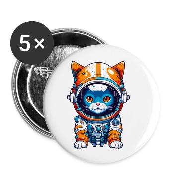Space Cat 01 - Buttons small 1''/25 mm (5-pack) - white - Front