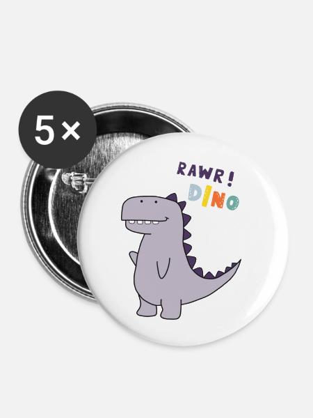 Dino Design - Buttons klein 25 mm (5er Pack) - Weiß
