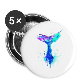 Walflosse, Flosse,wal, Walfisch, Graffiti - Buttons klein 25 mm (5er Pack) - Weiß - Vorne