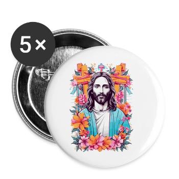 Mon Dieu - Lot de 5 petits badges (25 mm) - blanc - Devant