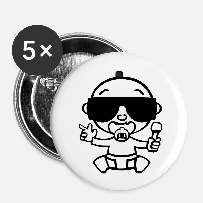 bébé cool - Lot de 5 petits badges (25 mm) - blanc