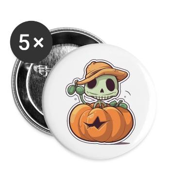 Kürbis , Spooky , Fun - Buttons klein 25 mm (5er Pack) - Weiß - Vorne