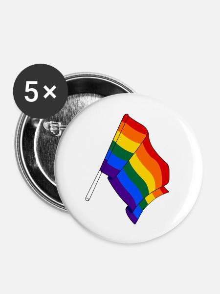 Flagge Regenbogen - Buttons klein 25 mm (5er Pack) - Weiß