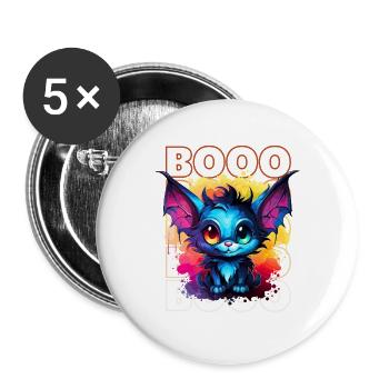Chibi Swoop & Booo! T-shirt flottant de nuit ! - Lot de 5 petits badges (25 mm) - blanc - Devant